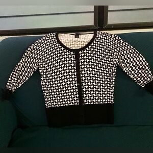 White House Black Market Black and White Geometric Cardigan